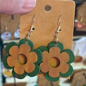 Dark Green and Brown/gold Earrings